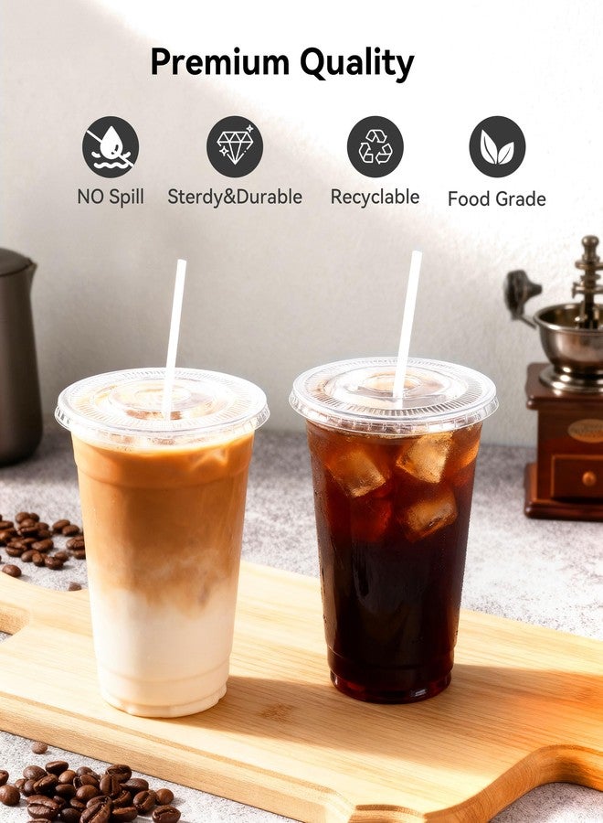 EUHOMY 100 Pack - 16 oz Clear Plastic Cups with Lids and Straws, Sturdy & Food Safe Iced Coffee Cups with lids, Disposable Plastic Smoothie Cups for Cold Drinks - Image 4